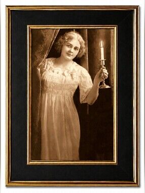 Mary Miles Minter posing with a lit candle 1900s antique frame photo print art
